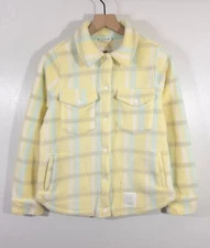 NWT Running Rabbit Fleece of Mind Pale Banana Plaid Shirt Jacket Size S