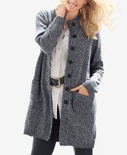 Woman Within Plus Size New Khaki Chocolate Marled Sweater Cardigan Size 3X-30/32