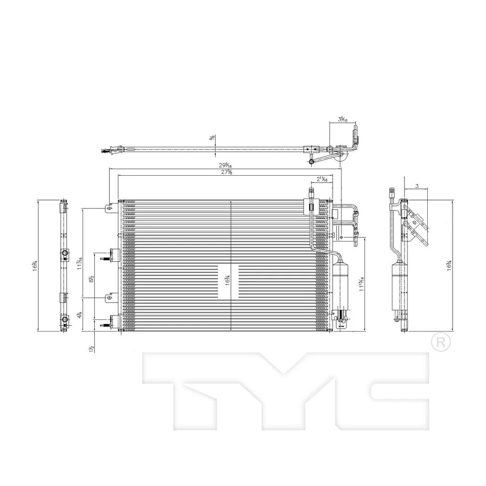 Condensador de aire acondicionado 2,0 L para Ford Focus 2008-2011 TYC 976EL03 2009 2010 AT Foto 3 de 4