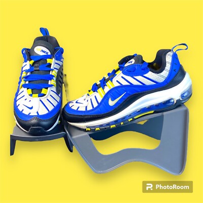 Nike Size 6Y Youth Air Max 98 BV4872-400 Racer Blue Yellow White Sneaker  -126