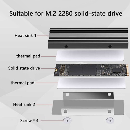 M.2 2280 SSD Heatsink Thermal Conductivity Metal Cooling Fan Heatsink 2280 NVME - Afbeelding 3 van 8