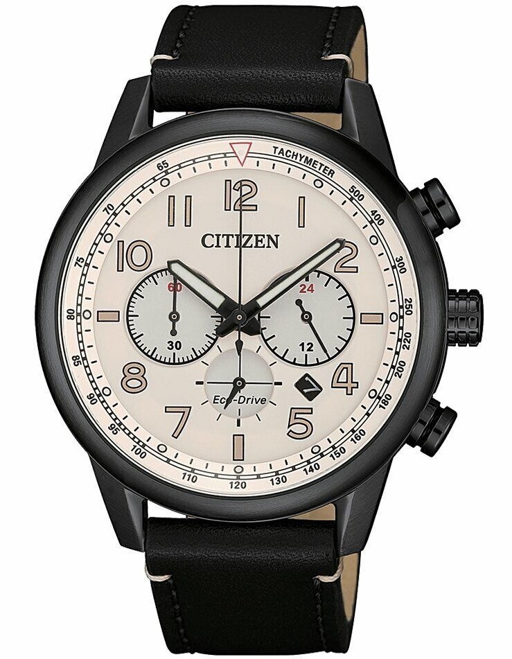 Citizen Eco-Drive Chronograph Tachymeter Leather Strap Men's