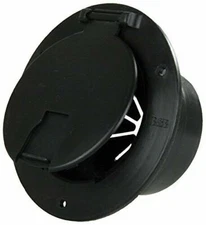 B&B 541-3-A Black Deluxe Round Electric Cable Hatch with Back