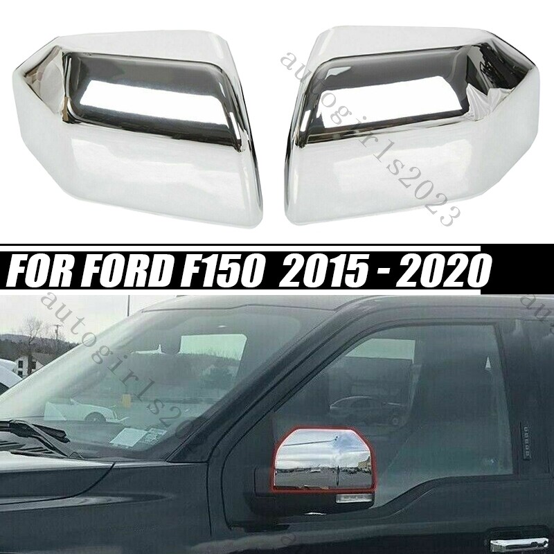 2Pcs Top Chrome Rear View Mirror Cover Caps Trim For 2015-2020 Ford F150 F-150