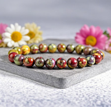 Dragon Blood Stone Elastic Stretch Bracelet 8mm Round Crystal Gemstone Beads