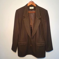 Alfred Dunner Vintage Black Wool 2 Button Closure Blazer Womens Size 12