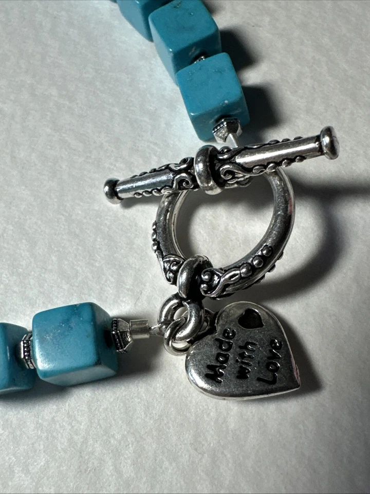 “Turquoise”  Howlite Beaded Bracelet. Silver Plate. Designer Closeout - Image 2 of 3