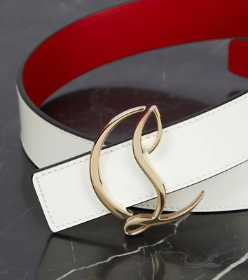 Christian Louboutin Women's Logo White Calf Leather Belt L138615
