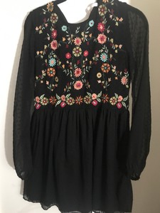 zara embroidered mesh dress