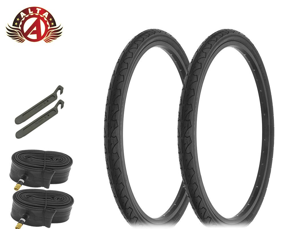 ALTALINE Bicycle 24" x 1.75" All Black Wall City-Slick (2) TIRES,TUBES & LEVERS