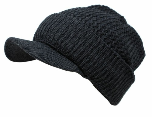 Winter Cable Knit Visor Beanie Hat with 