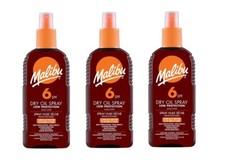 3 x Malibu Sun Dry Oil Spray SPF 6 Low Protection Water Resistant 200ml