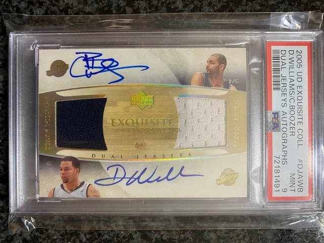 Carlos Boozer Deron Williams 2005 Upper Deck Exquisite Dual Jersey Auto /5 PSA 9