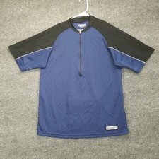 Bellwether Cyclewear Shirt Mens XL Blue Black Short Sleeve 1/2 Zip Back Pocket