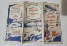 1928 Standard Oil Crown Gasoline Gas Station Road Map MI Atlantic States NH, VT