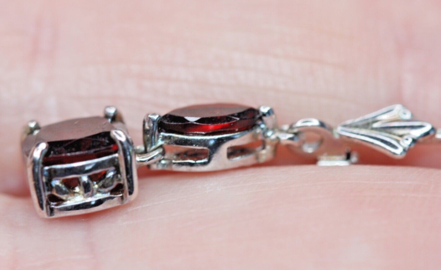 Signed Sterling Silver 925 Earrings Ruby Red Auro… - image 5