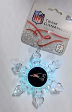 New England Patriots Christmas Tree Holiday Ornament New - Light Up Snowflake