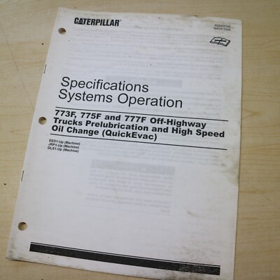 773F 775F 777F CAT Dump Truck high speed oil change service shop manual repair