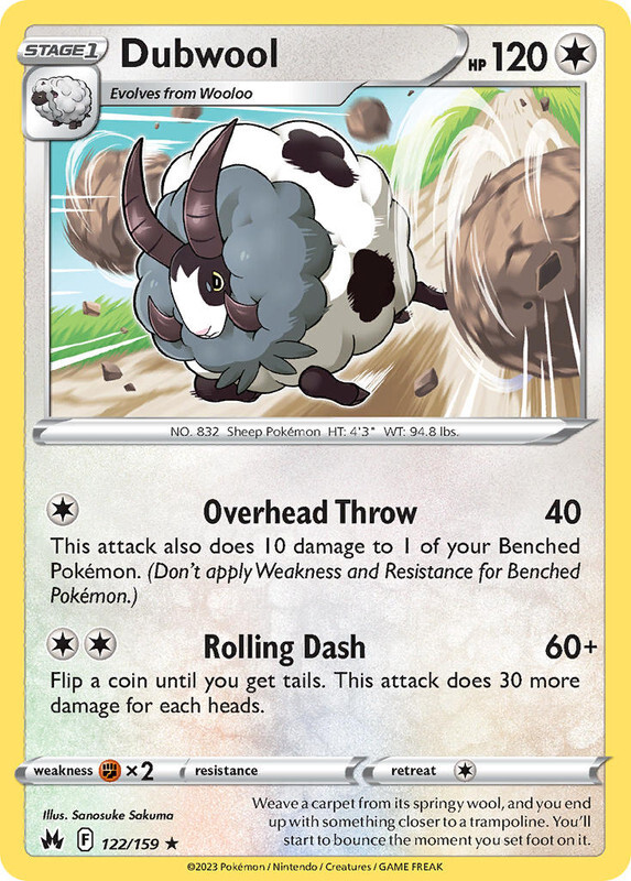 Dubwool 122/159 Rare Crown Zenith Pokemon TCG