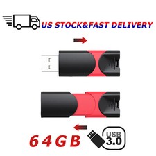 64GB USB 3.0 Flash Drive Memory Stick Retractable Thumb Drive File Storage