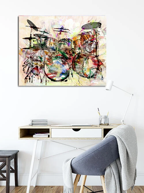 Drummer Gift, Drum Art Prints, Drum Art, Drums Poster, Drummers, Drum Set Canvas - Image 3 of 4