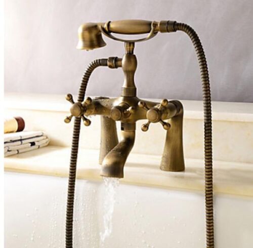 Telephone Typle Bathtub Mixer Tap Antique Brass Hand Shower Deck Mounted Faucets