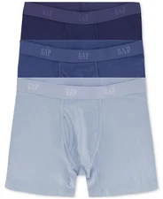 GAP Men's 3 Pack 5'' Organic Cotton Boxer Briefs, Blue Multi, MED