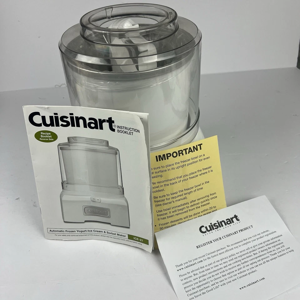 Cuisinart Frozen Yogurt/Ice Cream Maker ICE-21 **WORKS** - Image 3 of 4
