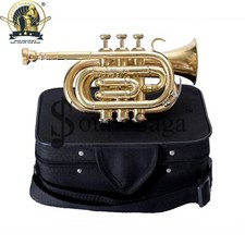 SOUND SAGA Pocket Trumpet Bb Pitch With Including Mouthpiece carry case Gold