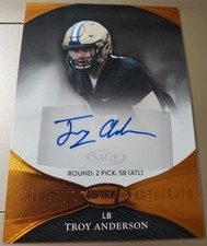 2022 Sage TROY ANDERSON Orange Foil Autograph Rookie RC Auto Card ATL FALCONS. rookie card picture