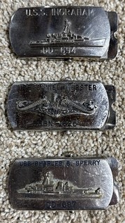 US Navy Belt Buckle USS SPERRY DD 697 USS WEBSTER SSBN 626 USS INGRAHAM DD 694