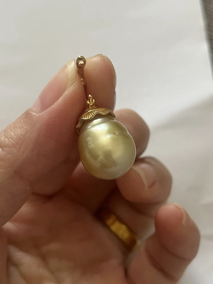 large 13.4 mm natural south sea gold pearl pendant s925 solid buckle - Image 4 of 4