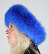 New Electric Blue Fox Fox Fur Headband Efurs4less