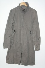 Bench mens large grey cotton long overcoat full zip pockets stand up collar