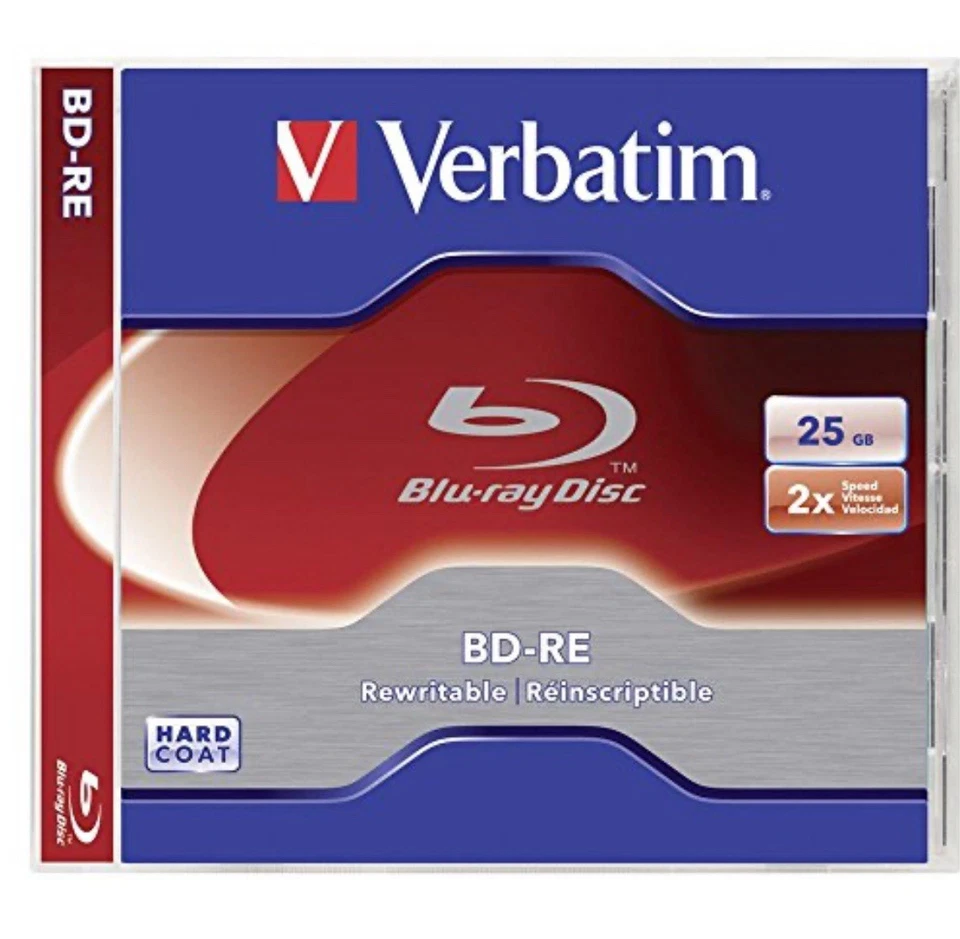 Verbatim 43615 BD-RE Rewritable 25GB 2x speed Blank Blu ray discs in Jewel Case