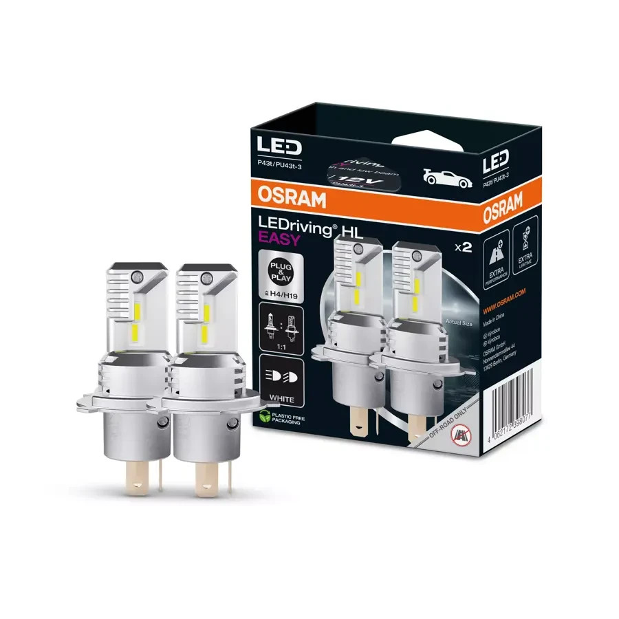COPPIA 2 LAMPADE H4 LED OSRAM LED DRIVING HL EASY LAMPADE PLUG E PLAY 6500K AUTO - Miniatura 2