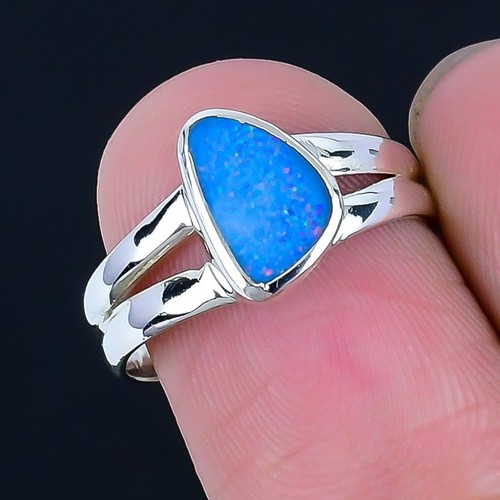 Natürlicher australischer Opal massives Silber Cluster neu Verlobungsring Boho Größe 7,5 - Bild 3 von 7