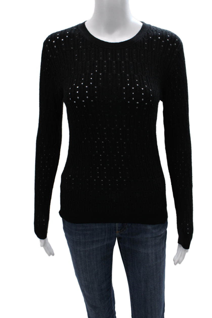 One Grey Day Women Pullover Sweater Black Nylon Crew Neck Long Sleeve Size MFree Shipping in US $100+ Orders | $6.95 Orders Below