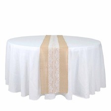 14" x 106" NATURAL WHITE Burlap Lace Table Runner Party Events Home Decorations