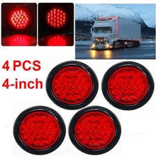 4pcs 4inch Round 24-led Truck Trailer Stop Turn Tail Brake Lights Waterproof