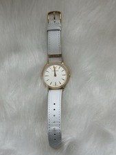 Versace Women's White Leather Gold Stainless Steel Wristwatch with Original Box