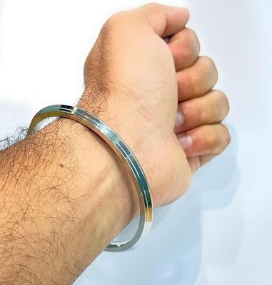 Sikh Punjabi Stainless Steel Silver Kada Bracelet for Men 7-7.5 cm Diameter