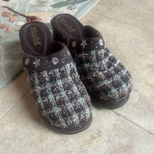 Y2K Mudd Tweed Blue and Crown Clogs with Embroidered Trim - Women s 8.5/9