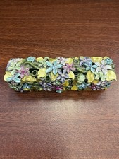 Vintage Crystal Enamel Floral Enamel Filigree Lipstick Case Holder/Trinket box