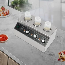 Commercial Sauce Warmer Heater, 3x23oz Bottles w/Adjustable Temperature Control