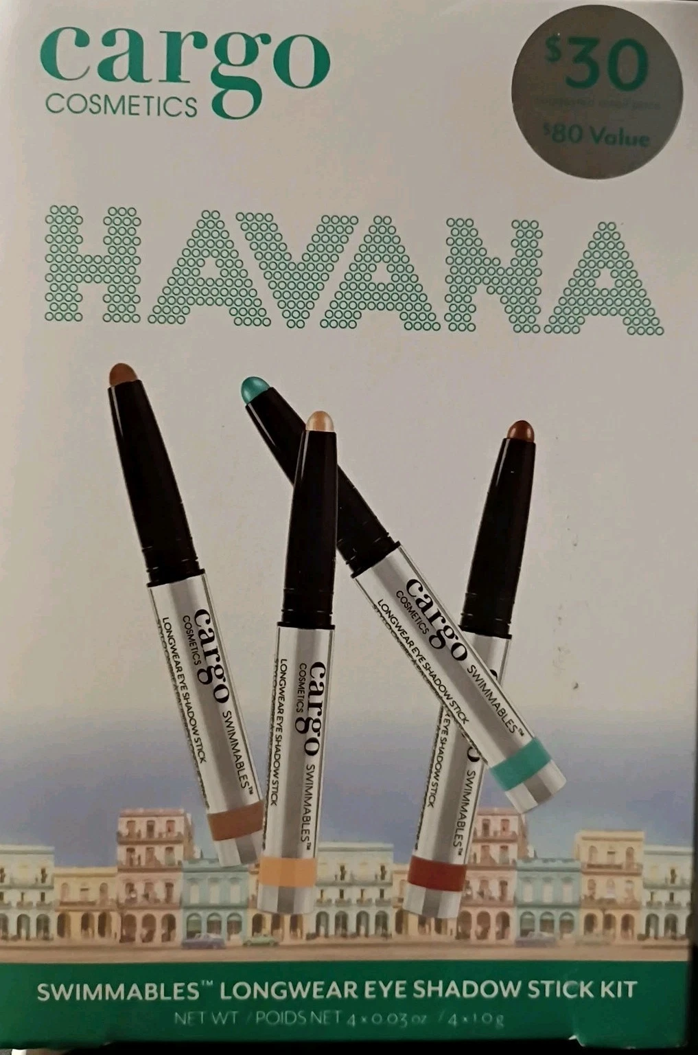 New Cargo Havana Swimmables Longwear Eye Shadow Stick Kit ~ 4 Colors - $30 MSRP