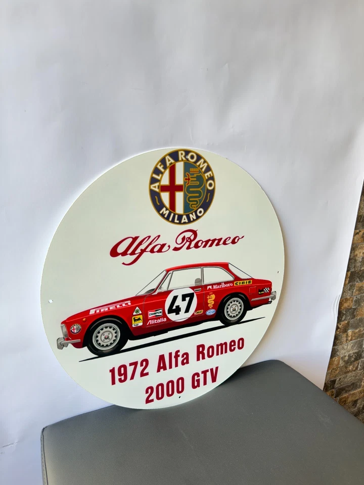1972 Alfa Romeo 2000 GTV Racing Tribute Heavy Metal Sign XL  - 19.7" (50 cm) - Image 4 of 4