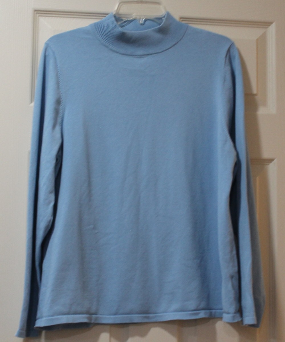 Pendleton Silk Pullover Top Mock Turtle, Soft Blu… - image 1