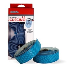 SILCA Nastro Cuscino Handlebar Tape Cyan Blue 2.5mm Thick w/ Aluminum End Plugs