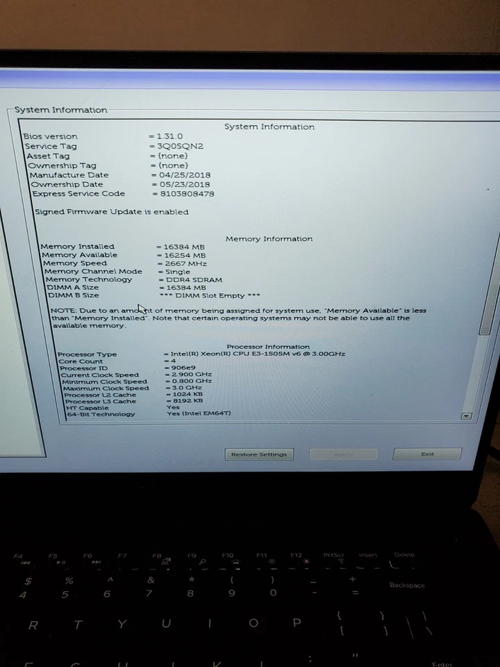 Laptop Dell Precision 5520 Xeon 1505M V6 16 GB de RAM ¡Sin SSD/OS! BISAGRA LEÍDA #69 Foto 2 de 4